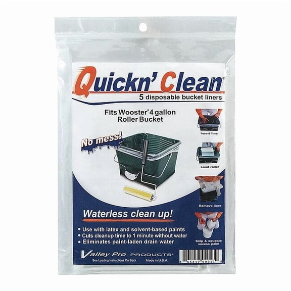 Wooster Plastic Paint Bucket Liner, 4 gal, 13 1/2" L, 9" D, 15" W, 5 PK R471