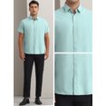 thumbnail image 4 of Unique Bargains Men's Short Sleeve Cotton Regular Fit Button Down Formal Shirt XXL Green, 4 of 5