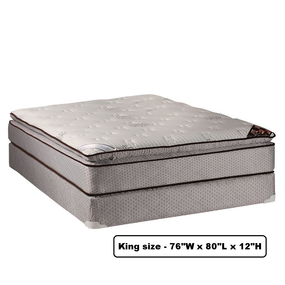 Dream Sleep Spinal Plush PillowTop (Eurotop) Mattress Set - Sleep System with Enhanced Cushion Support, Fully Assembled, Orthopedic, Longkasting By Dream Solutions USA (King 76"x80"x12")