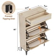 thumbnail image 2 of BeesClover Rattan Shoe Cabinet with 2 Flip Drawers and 1 Pull-Out Drawer, Freestanding Shoe Storage with 3-Position Adjustable Shelf, Slim Shoe Cabinet for Entryway or Porch, 2 of 8