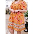 thumbnail image 3 of ABPHQTO Mini vestido con escote en V profundo floral de talla grande naranja para mujer, 3 of 5