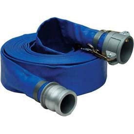 Apache 2" x 25' PVC Lay Flat Discharge Hose w/ C x E Aluminum Cam & Groove Fittings, 98138043