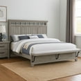 thumbnail image 6 of Bix Queen Size Bed w Upholstered Footboard- Light Gray Wood Grain, 6 of 6
