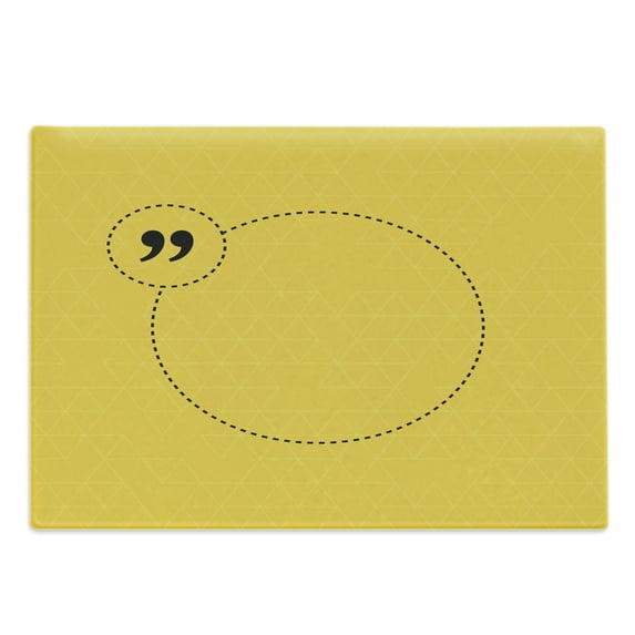 Yellow and Black Cutting Board, Inspirational Wise Saying in a Circle with Dashed Lines Words Mark, Decorative Tempered Glass Cutting and Serving Board, Large Size, Yellow and Black, by Ambesonne