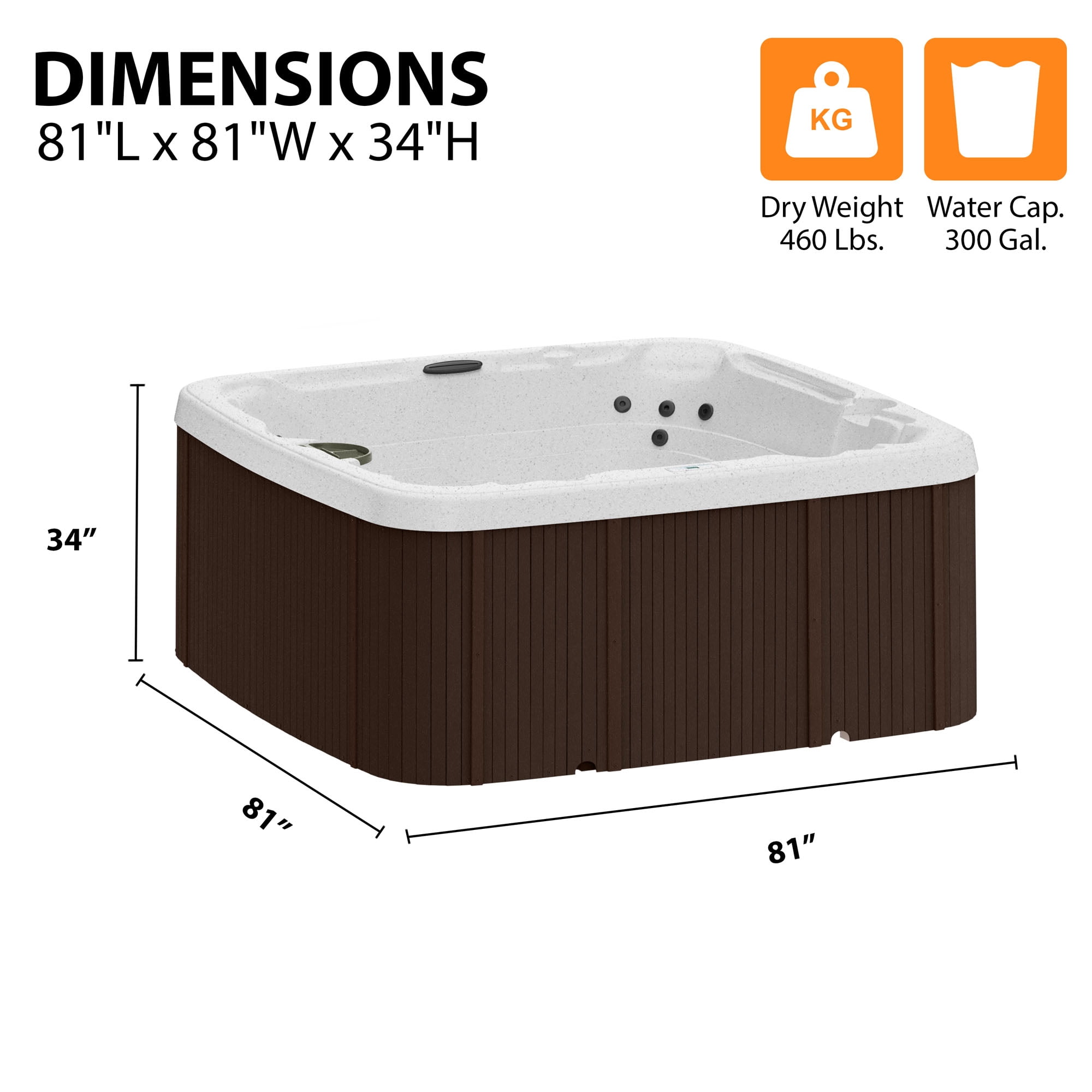 Lifesmart LS450DX™ 7-Person 22-Jet Plug & Play Outdoor Spa, Arctic White/Espresso Brown