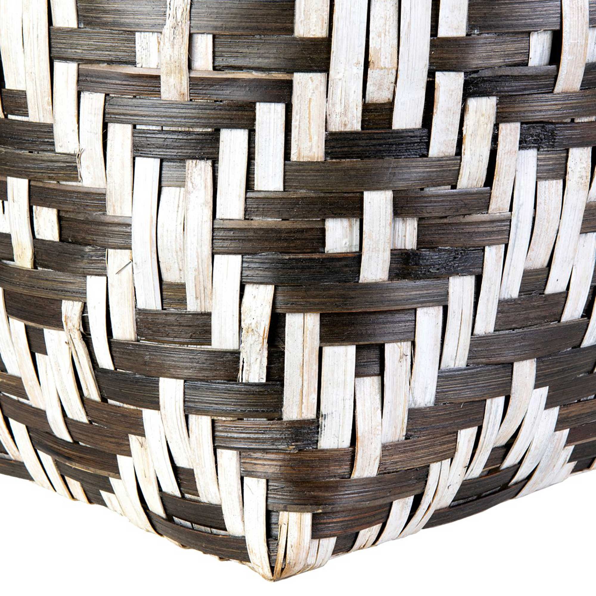 East at Main Nefertiti Set of 4 White and Black Woven Nesting Storage Baskets with Handles