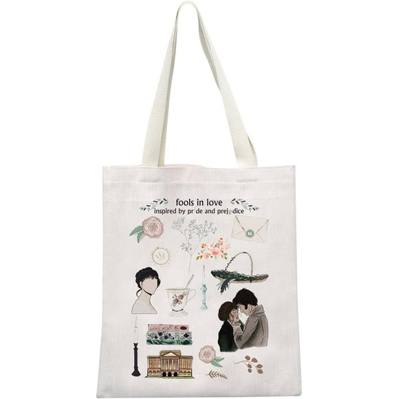 MEIKIUP Sac Fourre-Tout Littéraire Orgueil et Préjugés - Cadeau pour les Fans de Jane Austen pour les Amateurs de Livres et de Films