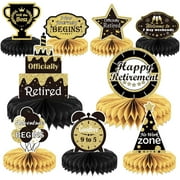 9PCS Retirement Party Decorations Gold Retirement Party Centerpiece Glitter Table Decorations Toppers for Happy Retirement Party Supplies Man and Women