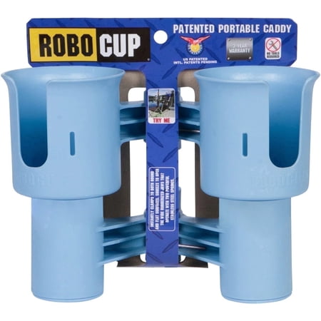 ROBOCUP Clamp On Cup Holder for Boat Fishing Rod Holder & Drink Caddy Portable Dual Holder for Golf Cart