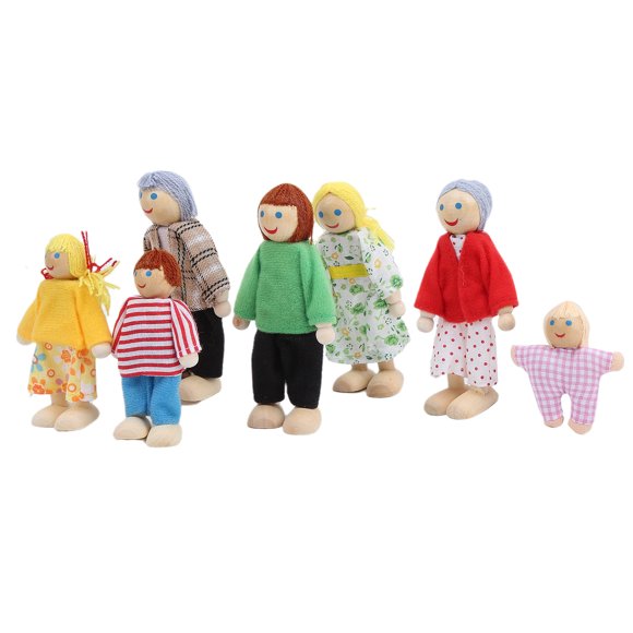 Family Dolls, Miniature People Toy, Non- Doll Toys, High-Quality Wood Durable For Children Family Kids Home