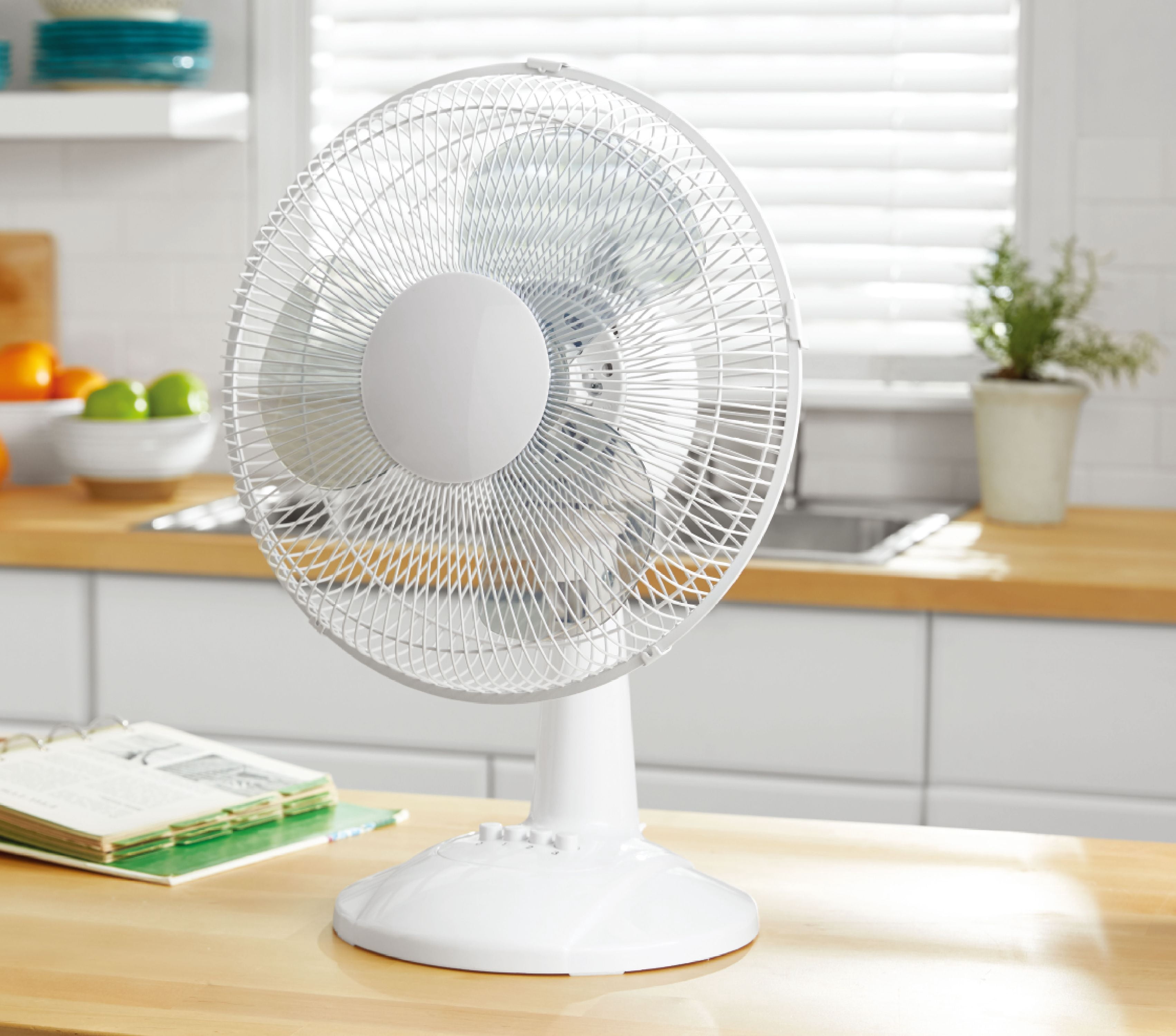 Pelonis 12" 3-Speed Oscillating Table Fan, White, FT30-8MBWV, New