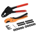 thumbnail image 1 of VEVOR PEX Pipe Crimping Tool, Angle Dual Head Combo PEX Crimper for 1/2" and 3/4" Copper Crimp Rings, 30 Copper Crimp Rings, PEX Tubing Cutter, 1 of 9