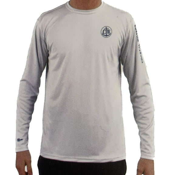 Coastal Waters Supply Co. Men's UPF 40 Long Sleeve Performance Sun Protection Tee (White, Medium)