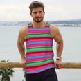 thumbnail image 6 of Daiia Colorful Mexican Stripes Printed Men's Quick Dry Fit Muscle Tank Top Slim-Fit Tank Workout Tank Top Lightweight Sports Tank Top-Large, 6 of 7