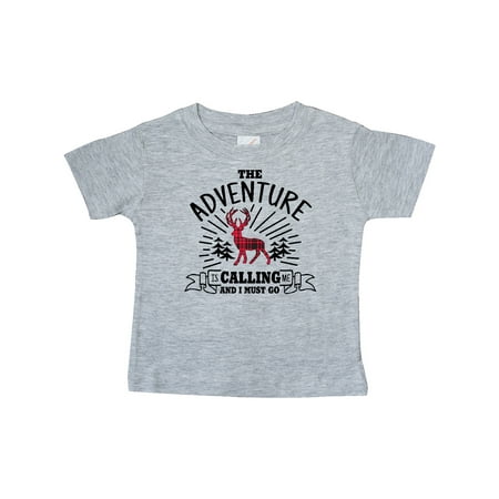 

Inktastic The Adventure is Calling and I must Go with Plaid Deer Gift Baby Boy or Baby Girl T-Shirt