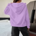 thumbnail image 5 of Zip Up Hoodie Women Oversized Lightweight Casual Fall Fleece Jackets Long Sleeve Drawstring Light Cute Baggy Full Zip Hooded Sweatshirt with Pockets Light Purple XL, 5 of 7