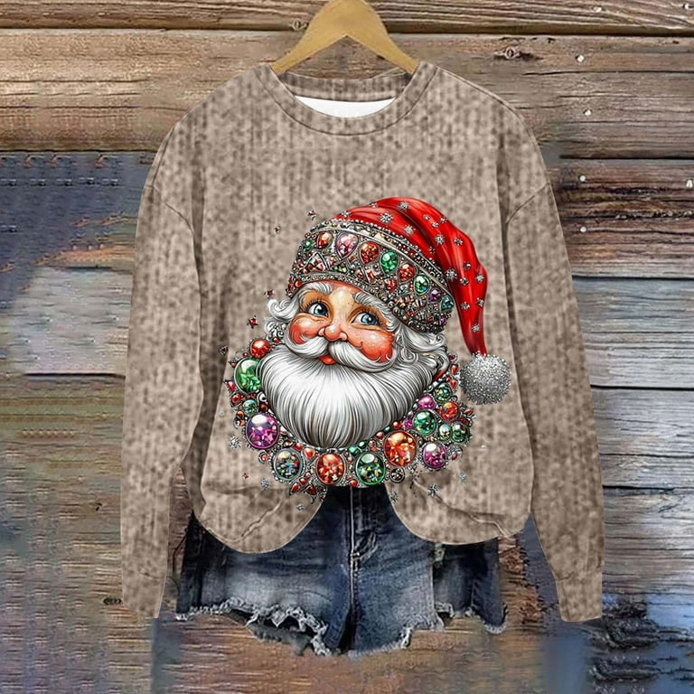 Christmas Jumper Women Santa Pullover Novelty Xmas Sweatshirts