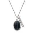 thumbnail image 1 of Delight Jewelry Silvertone Oval - Imitation Cat's Eye - Black - Silvertone Always My Mother Bar Charm Necklace, 23", 1 of 4