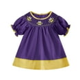 thumbnail image 6 of HCNTES Toddler Baby Girl Dress College Football Game Day Outfit Puff Short Sleeve Smocked Bubble Dresses Playwear(Purple,12-18 Months), 6 of 6