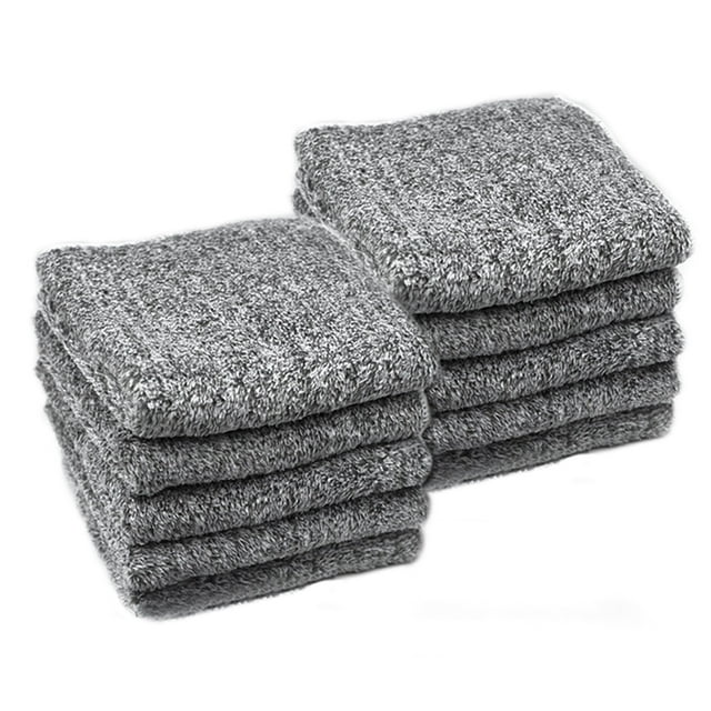 Rag TowelDish Kitchen Cloth Microfiber\Solid Wafflee\Double Sideed Corall Velvet\Bambooo Charccoal Fibre Dish OilCleaning Non Stick ClothKitchen Cleaning Supplies 10PC 25x25cm