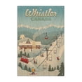 thumbnail image 1 of Whistler, Canada, Whistler Village Retro Scene Birch Wood Wall Sign (6x9 Rustic Home Decor, Ready to Hang Art), 1 of 3