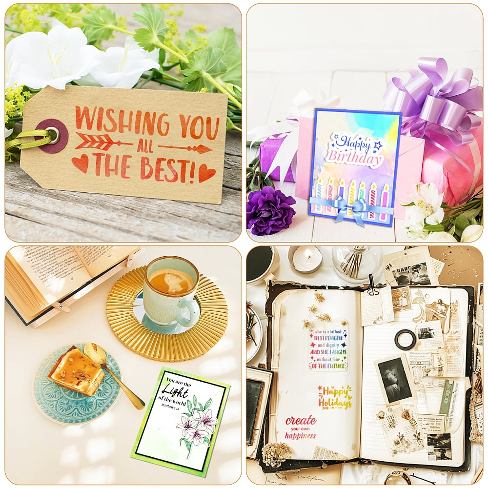 6Pcs PVC Plastic Clear Stamps Set for DIY Scrapbooking Photo Album Decorative Cards Making with 6Pcs Acrylic Sheets and 20 Colors Ink Pad Stamps