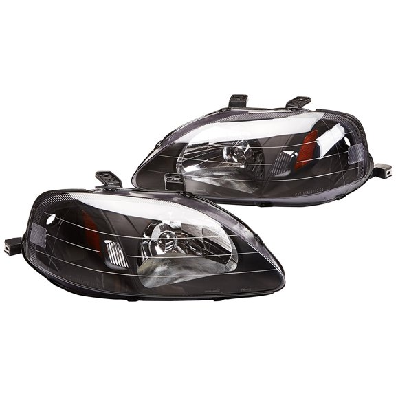Spec-D Tuning 2LH-CV99JM-RS Civic JDM Black OEM Fit Crystal Head Lights Signal Pair