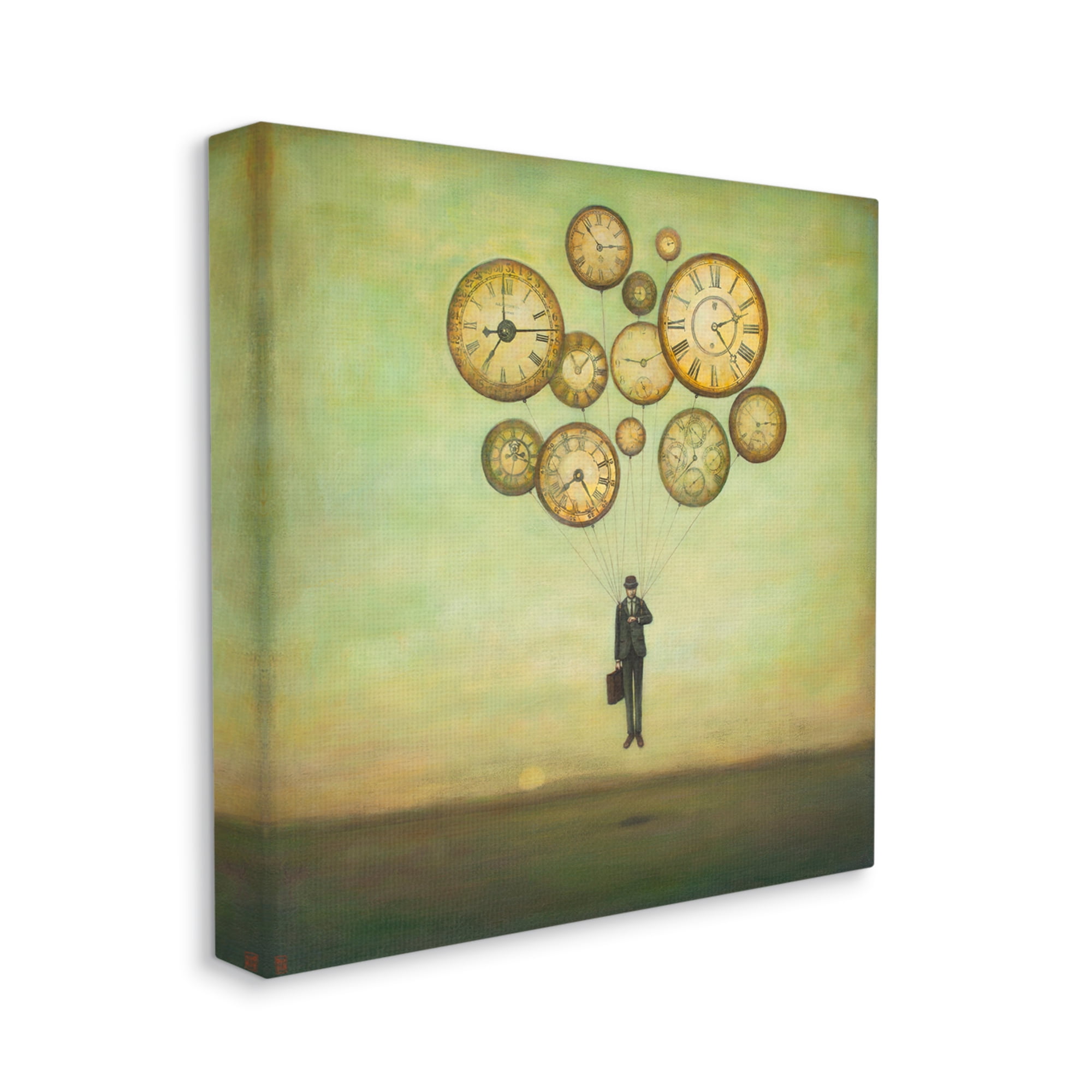 Stupell Industries Surreal Analog Clocks Balloons Floating Businessman Suit Canvas Wall Art, 36 x 36, Design by Duy Huynh