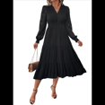 thumbnail image 1 of Vestido de Larga para Mujer, con Escote en V, Corte en A, para Otoño y , Elegante, Modesto y Fluido, para Invitadas de Boda. Negro M, 1 of 10