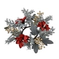 thumbnail image 1 of Corona de anillo de vela navideña, guirnalda Floral, corona de vela de 10 pulgadas, corona de flores para boda, sala de estar, Bar, cafetería, Navidad Gris, 1 of 8