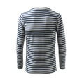 thumbnail image 3 of Unique Bargains Men's Long Sleeve Pullover Top Crew Neck Striped T-Shirts 38 Navy Gray, 3 of 7
