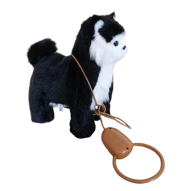 ZLight Jouet Animal en Peluche Électronique Réaliste Simulation Doux Adorable pour Chat Gris Noir 22x25cm