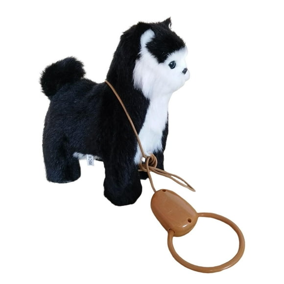 mmirethe Lifelike Electronic Plush Animal Pet Toy Simulation Lovely Soft for Cat Grey Black 22x25cm