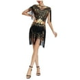 thumbnail image 6 of Fsqjgq Summer Dresses for Women 2024 Evening Party Dress Elegant Formal Black Dress Vintage Dress 1920s Flapper Short Dress Sequin Beaded Fringe Dress for Party Black Dress Mini Dress Wo XL, 6 of 6