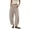 62# Khaki, variant on Womens Wide Leg Barrel Pants Casual Elastic Waist Linen Cropped Harem Pants Trouser with Pockets,Navy,S