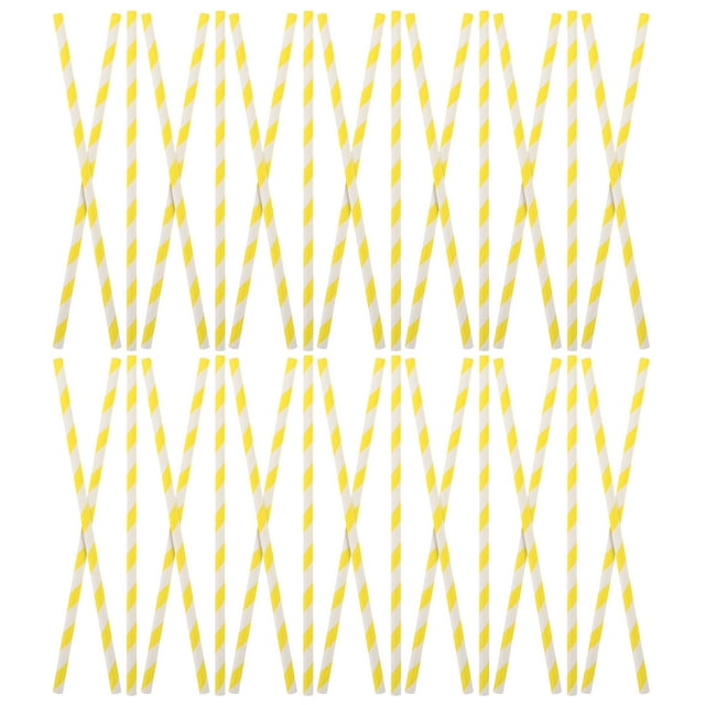 HOOWIFFY 100Pcs Multi Function Orange and White Paper Straws Decorative Straws Suitable for Party Decorations