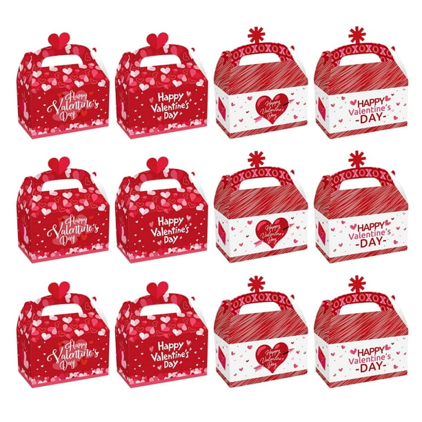 12 cajas de regalo para el Día de San Valentín, caja de papel portátil, caja de recuerdos de fiesta pequeña multiusos para aperitivos, suministros mayimx Cajas de regalo de San Valentín