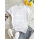 thumbnail image 4 of Music Letter Print T-shirt, Short Sleeve Crew Neck Casual Top For Summer & Spring, Women's Clothing Tee For Adult, Men, Women, Teen, Teenager, Adolescent, Youth, 4 of 6