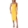 thumbnail image 2 of INSPIRE CHIC Spaghetti Strap Dress for Women's Sleeveless Split Bodycon Cocktail Party Dress M Yellow, 2 of 6