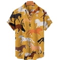 thumbnail image 3 of Camisas de verano con estampado de animales de dibujos animados para hombre, blusas casuales de gran tamaño de manga corta con estampado de leopardo, blusas de tendencia con solapa, 3 of 4