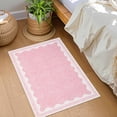 thumbnail image 2 of Nanan 2'x3' Scalloped Edge Area Rug, Machine Washable Low-Profile Woven Carpet, Non-Slip Soft Textured Rug for Living Room Bedroom Nursery Home Decor,Pink, 2 of 8