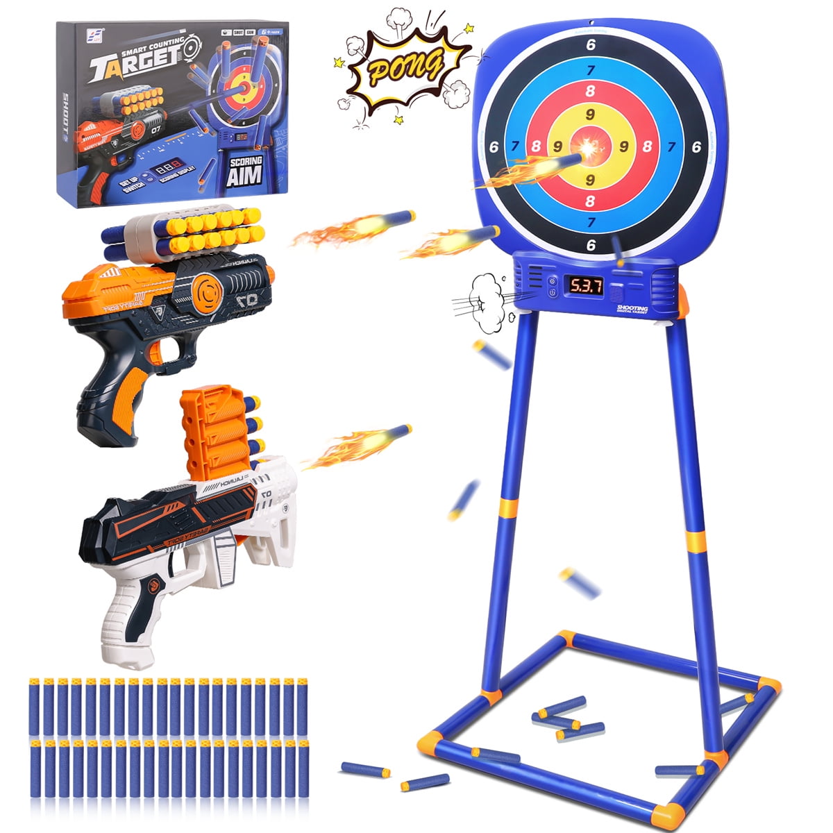 universitetsstuderende Strædet thong Gnaven Shooting Game Moving Target w/Toy Guns for 5 6 7 8 9 10+ Years Old Boys,  Digital Shooting Game with Touch Screen Practice Target, Electronic Scoring  Targets for Nerf Gun for Kids