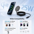 thumbnail image 7 of 25W Magnetic Wireless Charging Pad with 30W Wall Adapter, Qi2.2 Certified Fast Charger with 4FT Braided Cable, Compatible with iPhone 17/16/15/14, Samsung Galaxy S26/S25 Ultra, Pixel 10,Black, 7 of 7