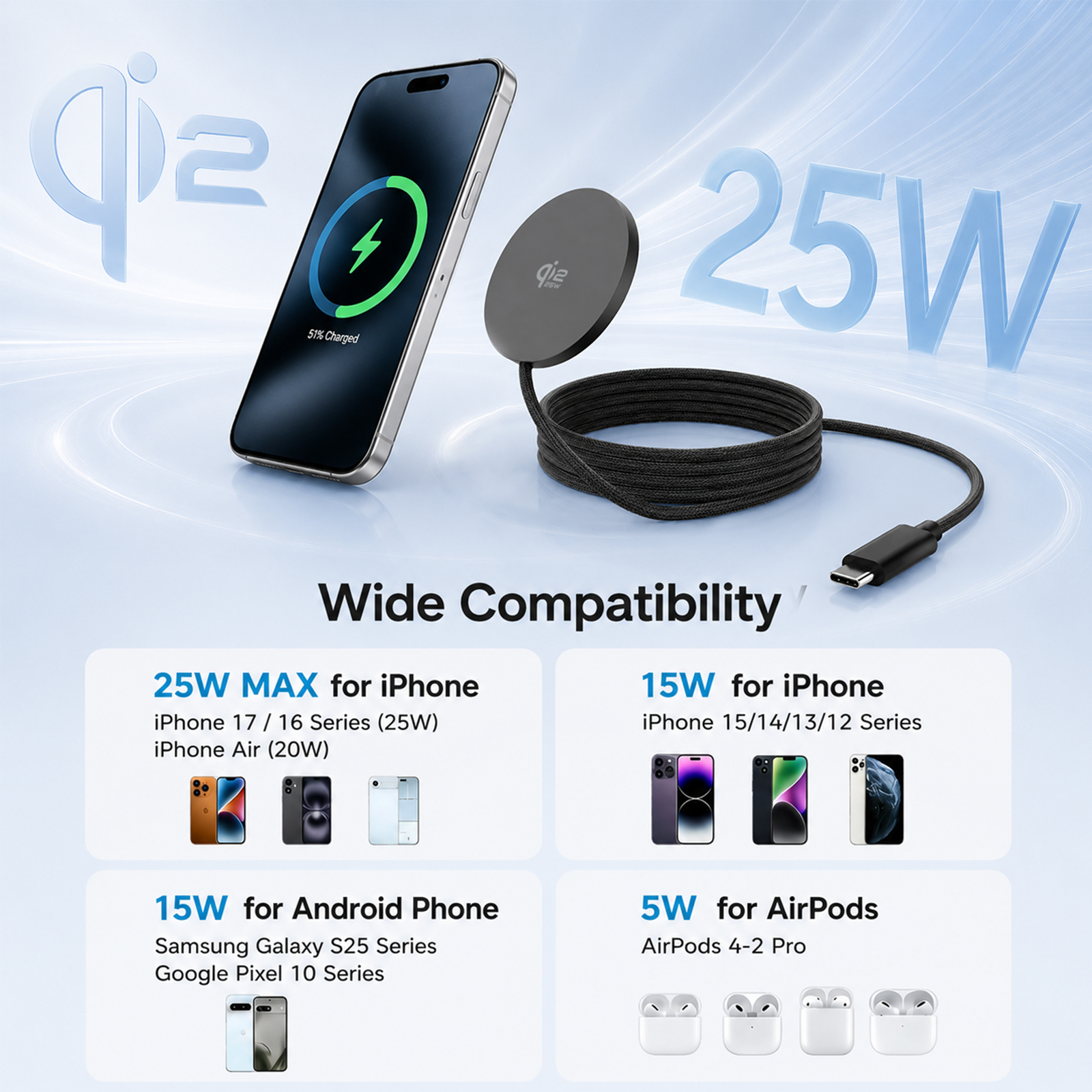Lafati 25W Qi2.2 Magnetic Wireless Charging Pad photo 7