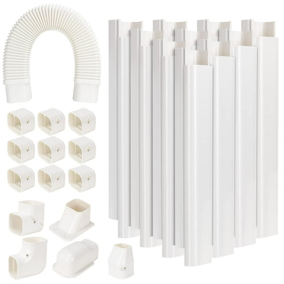 GUEQUITLEX 3" W 16.1 Ft Line Set Cover Kit for Mini Split Air Conditioner Decorative PVC Line Cover Kit for Central Air Conditioner Mini Split AC Cover for Outside Heat Pumps Tubing C
