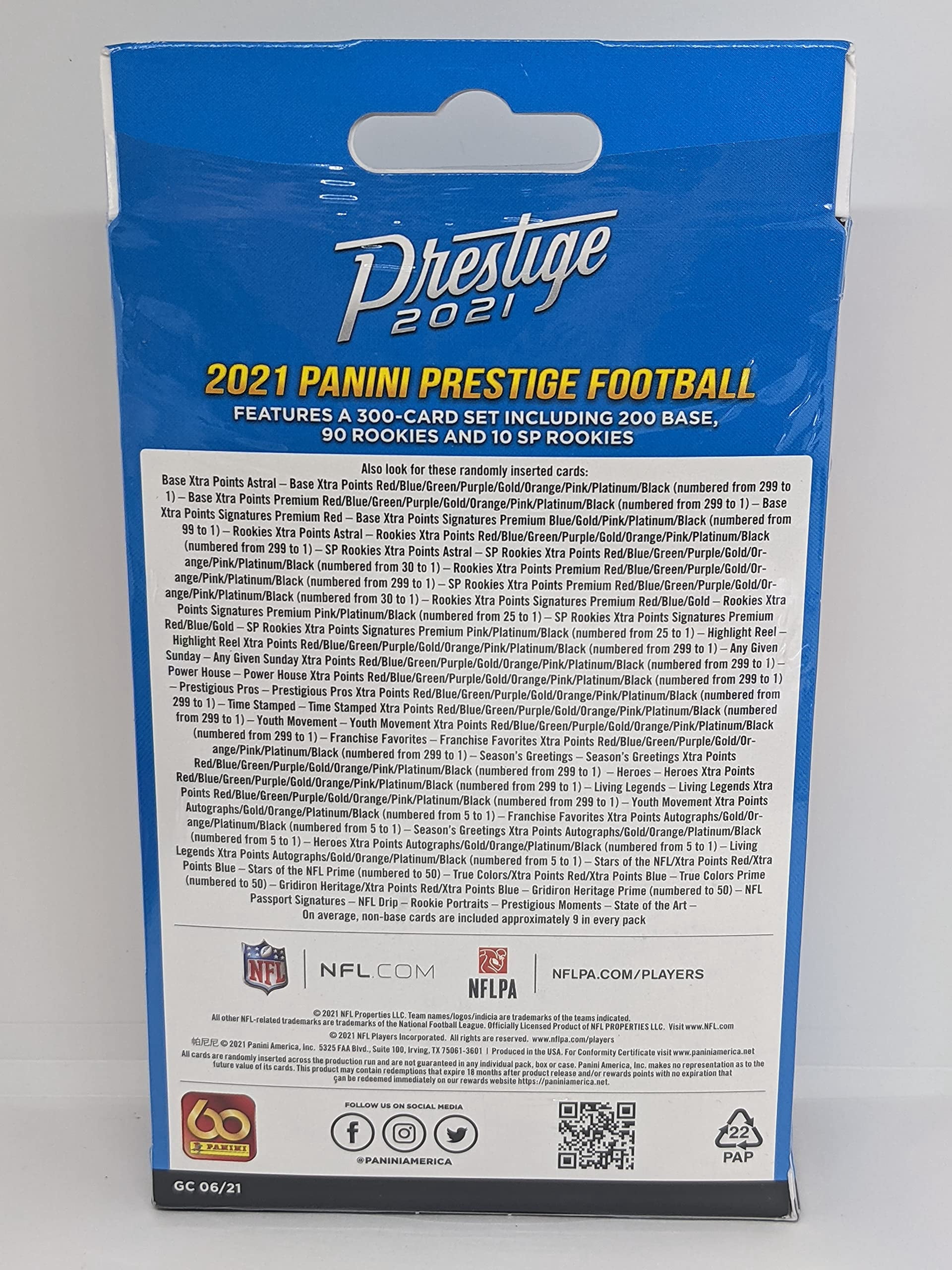 2021 Panini Prestige NFL Football Hanger Box 60 Cards