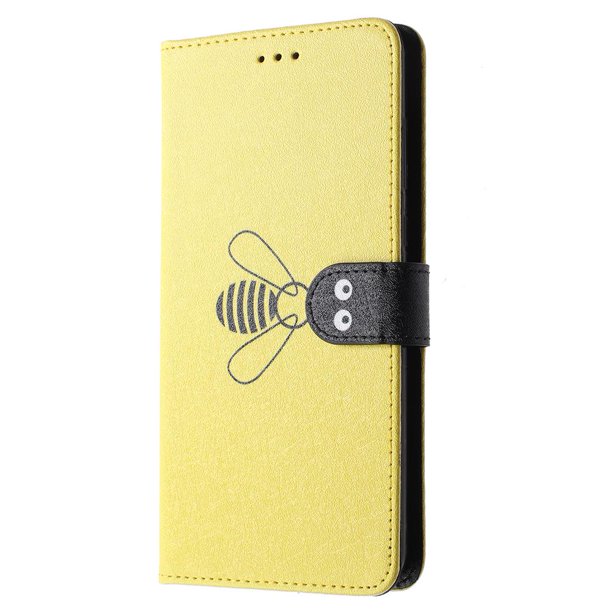 Sywqhk Funda de cuero con tapa para teléfono Bee Wallet Phone Cover para Samsung A50 (Amarillo)