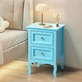 thumbnail image 2 of UBesGoo Nightstand End Table with 2 Drawer,Light Blue Finish, 2 of 11