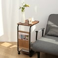thumbnail image 7 of ZNNT C Shaped End Table Small Couch Side Table with Storage Bag and Wheels for Living Room & Bedroom Brown, 7 of 7