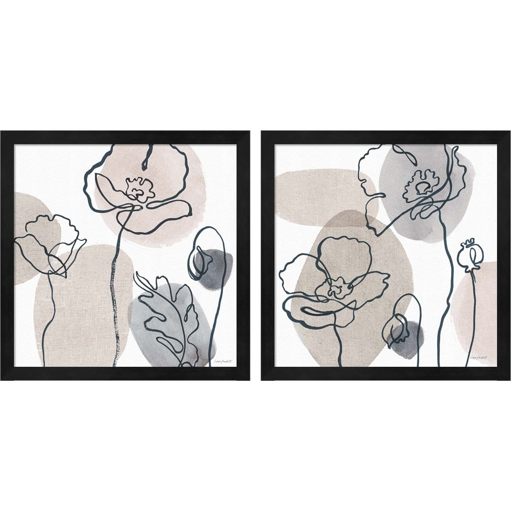 Lisa Audit Abstract Floral Black Framed Art Set, 13.25" x 13.25"